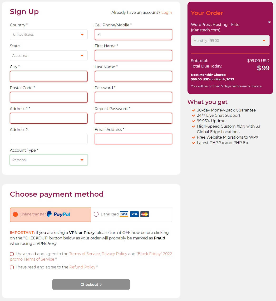 WPX Hosting Review : Fastest Managed Hosting? 18 WPX Hosting Review_Checkout Page