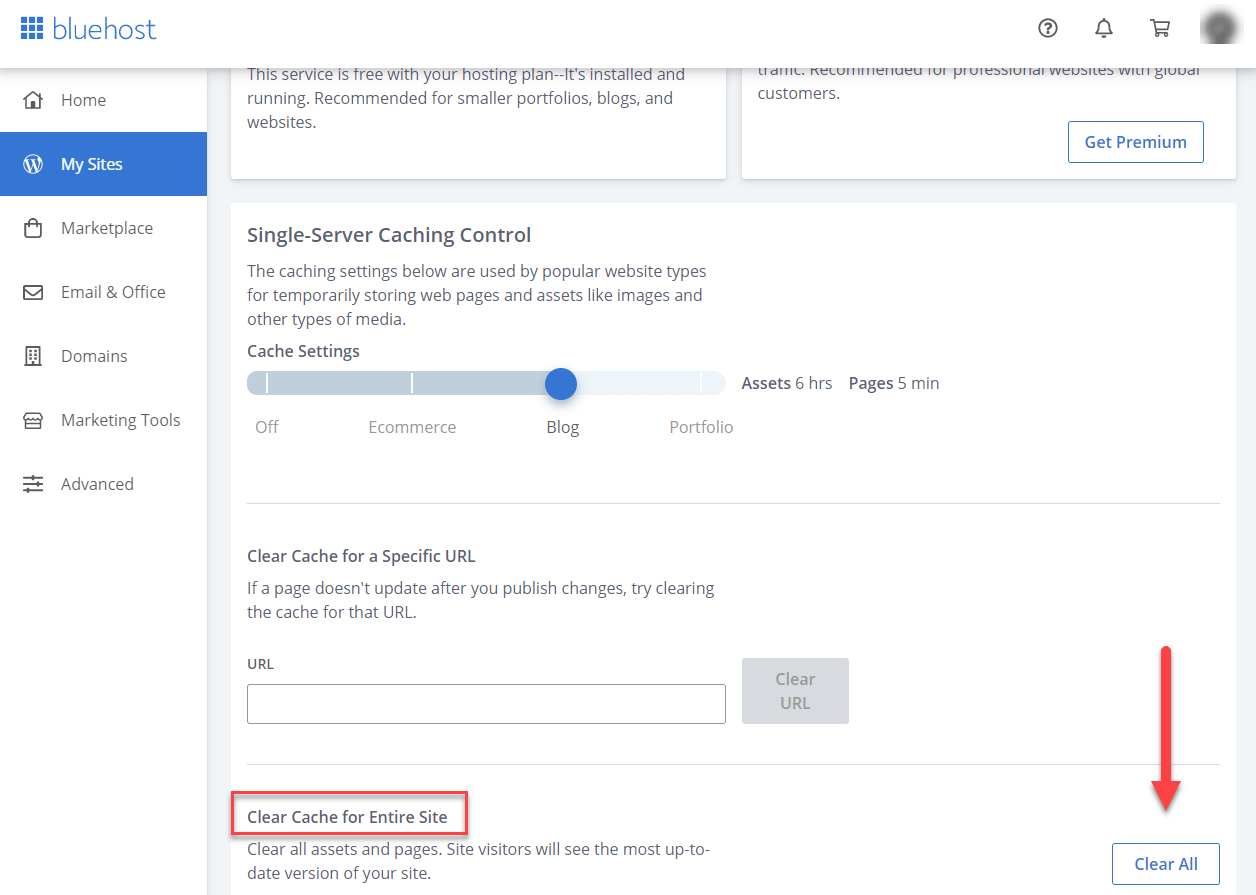 How To Clear Cache In WordPress 11 Purge cache in Bluehost