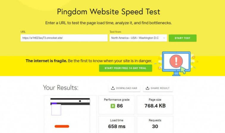 Rocket.Net Hosting Review: The Fastest Managed WordPress Hosting 12 Rocket.Net Pingdom Tool Testing