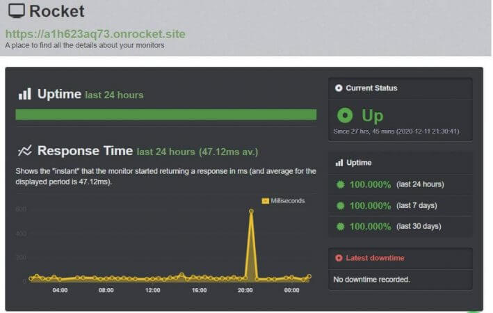 Rocket.Net Hosting Review: The Fastest Managed WordPress Hosting 14 Rocket.Net Uptime Test