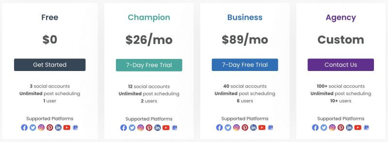 social champ pricing