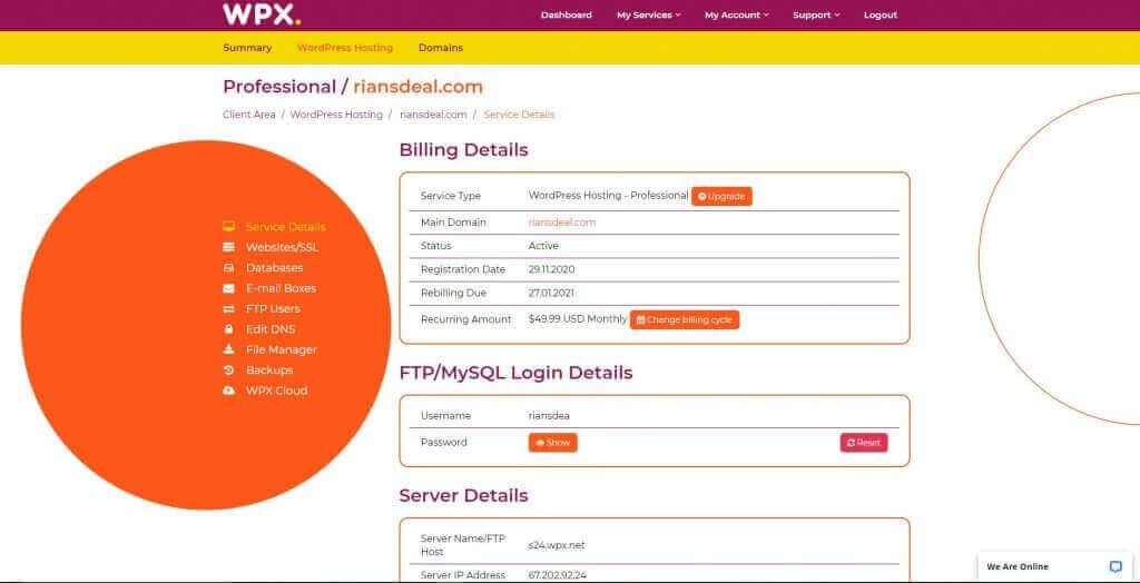 WPX Hosting Review : Fastest Managed Hosting? 4 WPX Dashboard
