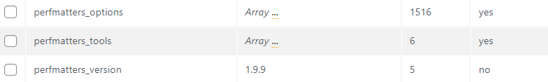 Perfmatters Database Options