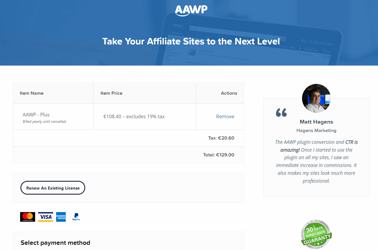AAWP Checkout Page
