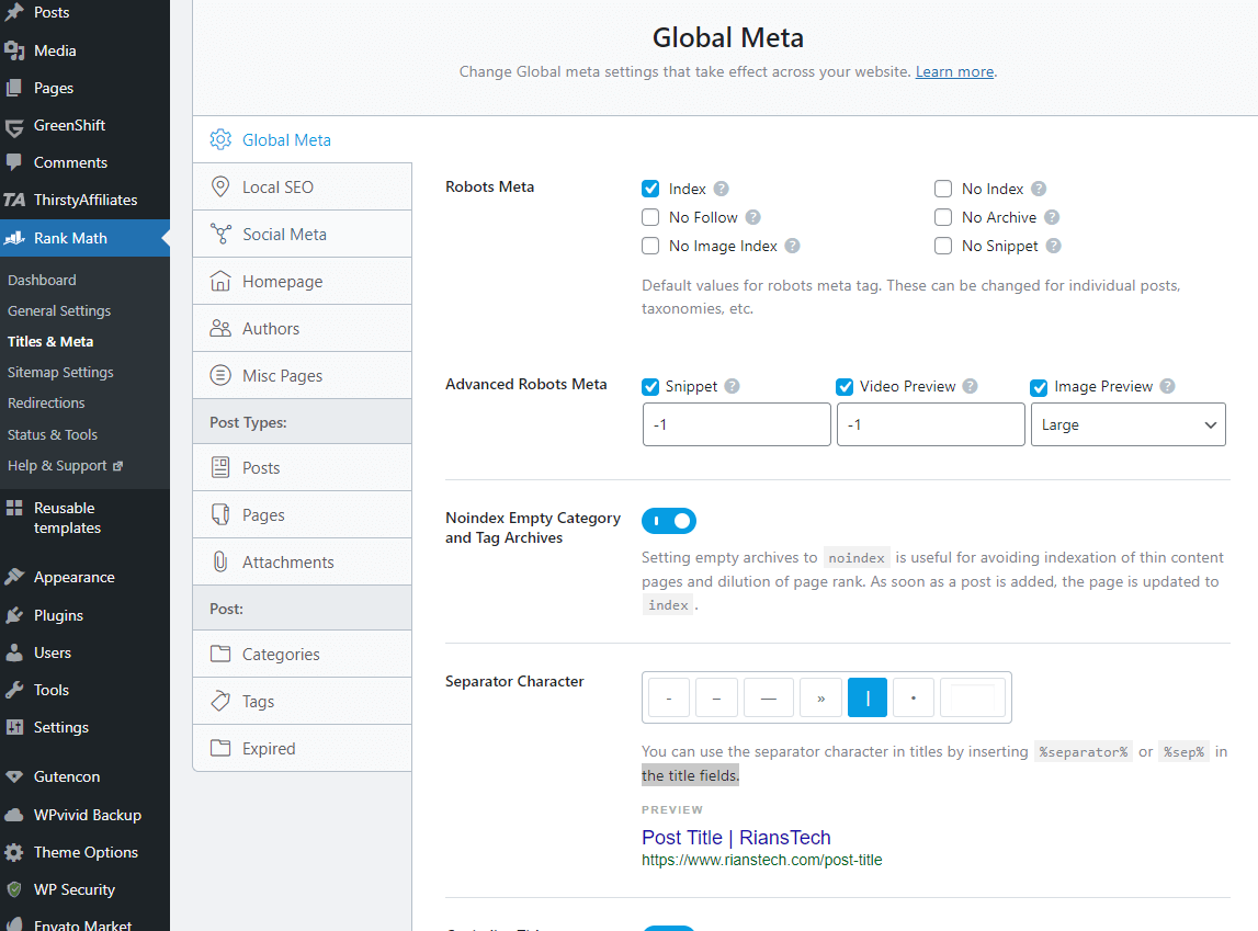 Advanced Title And Meta In Rank Math