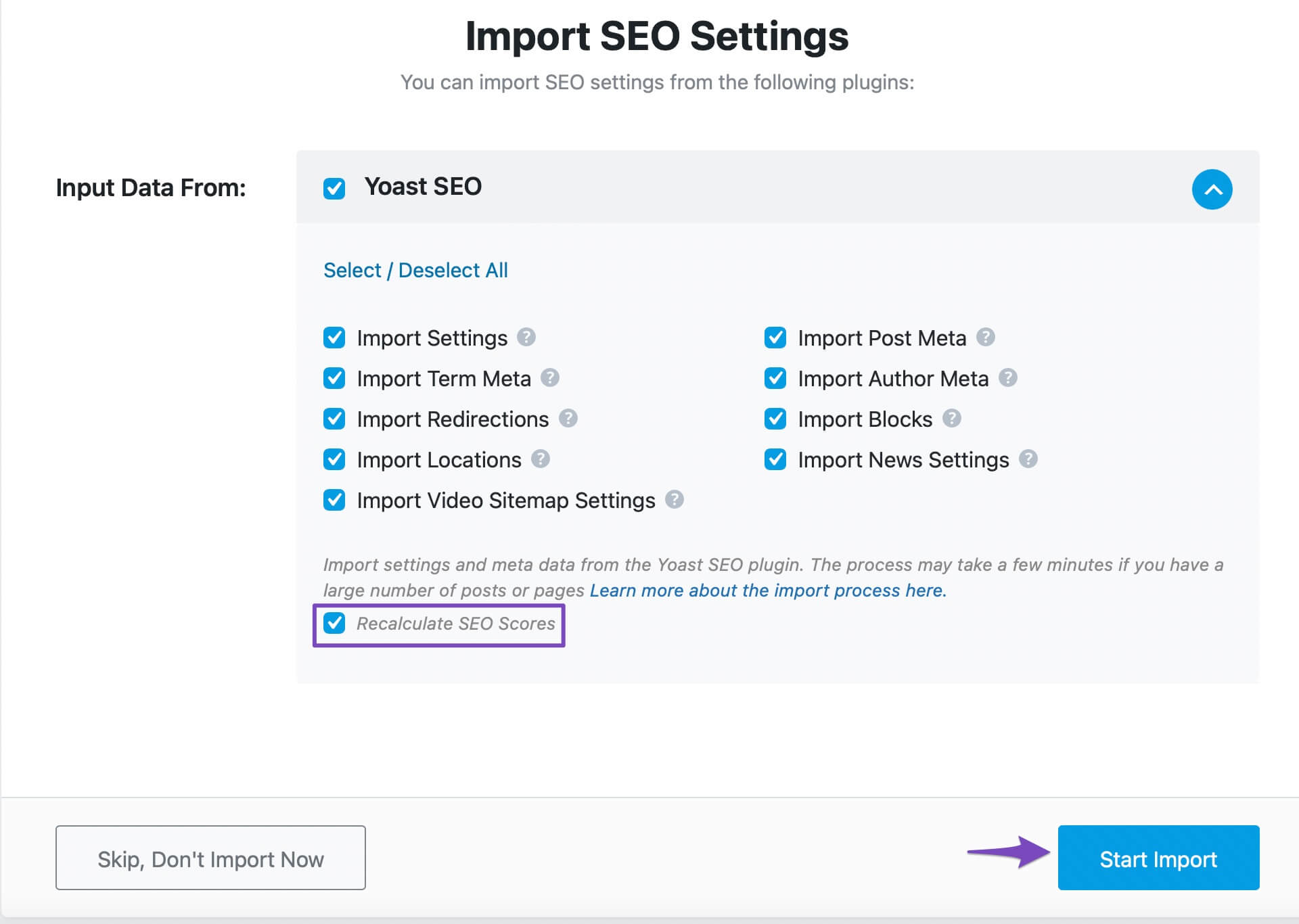 Import Yoast Setting