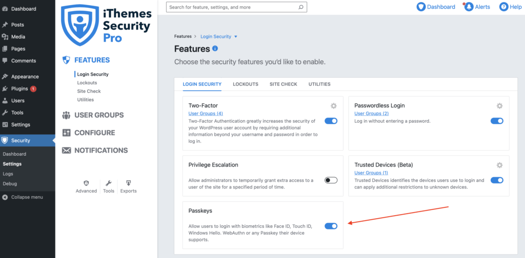 wordpress biometric login