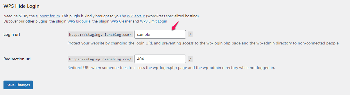 Change WordPress Login URL Using WPS Hide Login