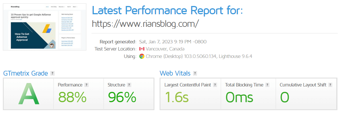 GeneratePress Test Report