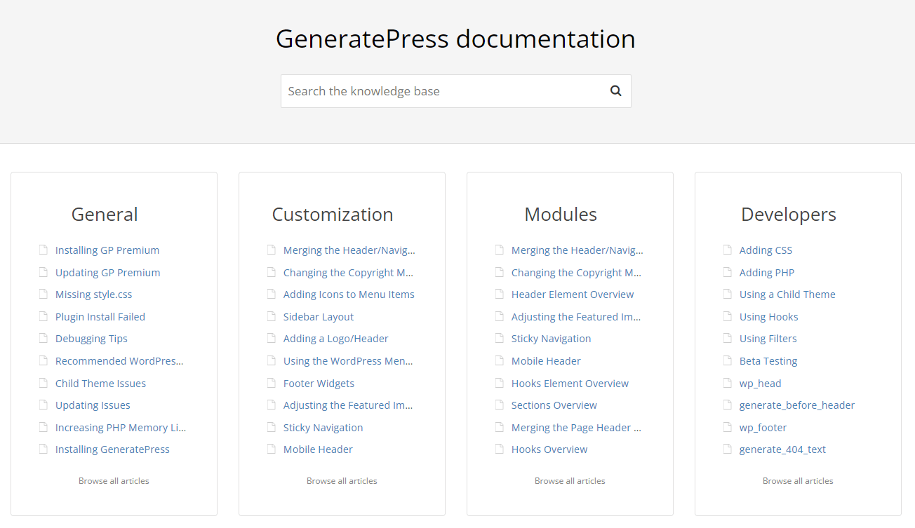 GeneratePress documentation