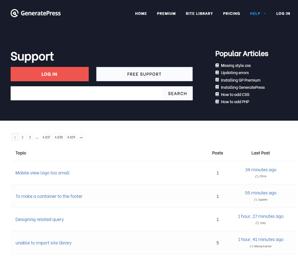 GeneratePress support